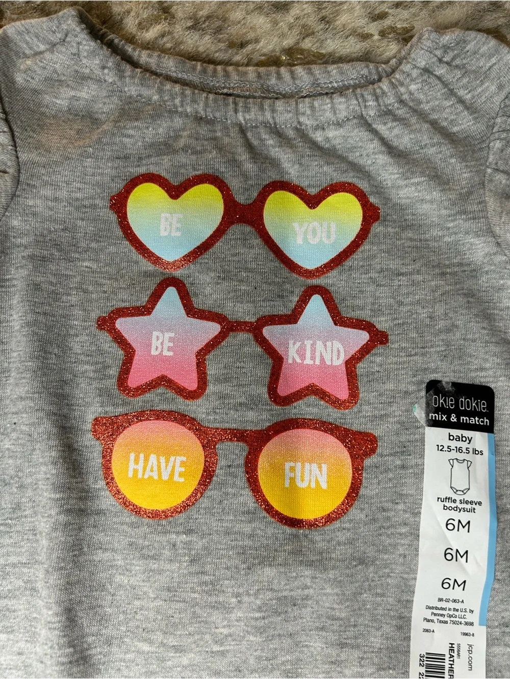 5 for $25🔥Okie Dokie Set of 2 Grey Bodysuits Baby Girl Size 6 Months‎